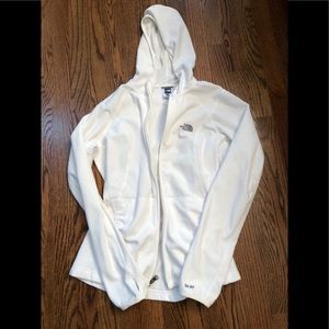 North face white full zip fleece jacket